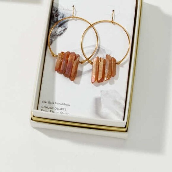 Super Nova Earrings- Peach Quartz - Picture 2 of 2